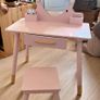 wooden vanity table pink Image 6