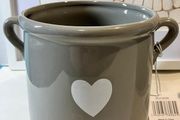 Grey Ceramic Vase with Heart Motif and Handles (new)