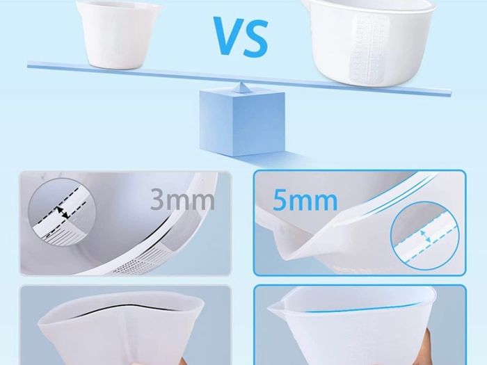 Silicone Measuring Cups, Resin Supplies with 600ml/20oz & 100ml Resin Mixing Cups, Easy to Clean, Durable & Flexible, Silicone Stir Sticks, Silicone Cups for Epoxy Resin Mixing (FREE POSTAGE)