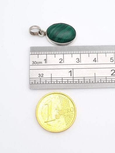 Vintage 925 Sterling Silver & Malachite Pendant