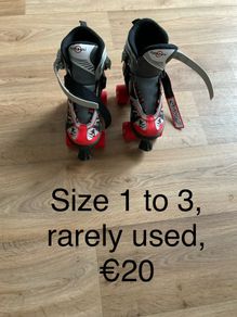Roller skates, size 1 to 3, rarely used