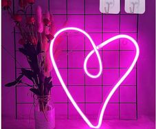 NEW SALE | Heart Neon Signs LED Neon Light Sign Wall Decoration USB Charging/Battery Powered Neon Night Light Pink Heart Neon Signs Light for Children Bedroom Valentine's Day Party Wedding Christmas