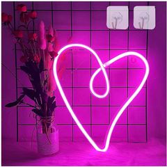 NEW SALE | Heart Neon Signs LED Neon Light Sign Wall Decoration USB Charging/Battery Powered Neon Night Light Pink Heart Neon Signs Light for Children Bedroom Valentine's Day Party Wedding Christmas