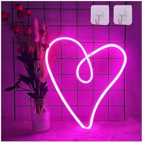 NEW SALE | Heart Neon Signs LED Neon Light Sign Wall Decoration USB Charging/Battery Powered Neon Night Light Pink Heart Neon Signs Light for Children Bedroom Valentine's Day Party Wedding Christmas