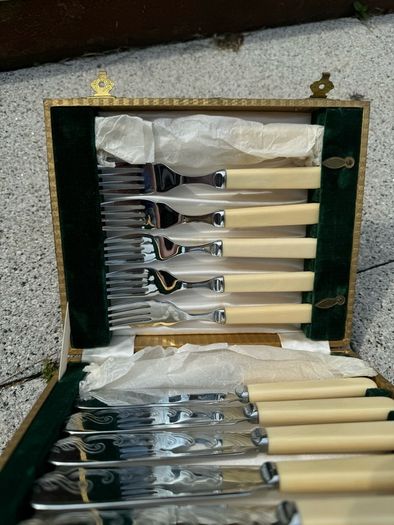 Cased set of fish knives & forks