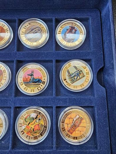 Ancient Egypt Gold Plated Coin Collection 21 Coins with Certificates in Original Holder