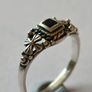 Vintage Sterling Silver Black Stone Floral Ring UK J/K EU 50 Image 8