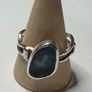 Handmade sterling silver wave ring with blue sea glass size T 1/2 Image 5