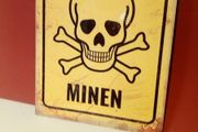 ACHTUNG MINEN Metal Tin Wall Sign Plaque Man Cave War German Mine Danger Warning