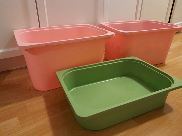 2 x medium and 1x small Ikea Trofast toy storage boxes