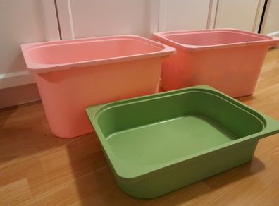 2 x medium and 1x small Ikea Trofast toy storage boxes