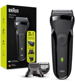 Braun Series 3 Style & Shave Electric Shaver, For Men with Precision Beard Trimmer and 5 Combs, Gifts For Men, UK 2 Pin Plug, 300BT, Black Razor (FREE POSTAGE)