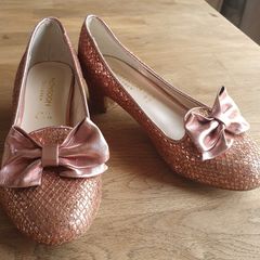Stunning New Girls Monsoon Pink Glitter Bow Shoes