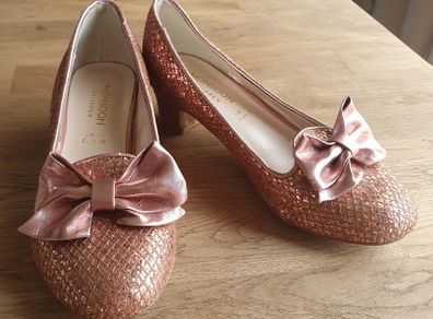 Stunning New Girls Monsoon Pink Glitter Bow Shoes