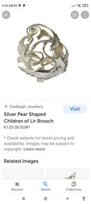 Children of Lir Pear shaped sterling silver brooch