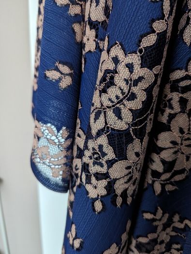 Navy and cream lace fabric 150cm x 125 cm