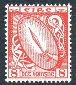 Ireland 1940 Scott # 137 Second Definitive Series 8p Bright Red - Mint Never Hinged Condition