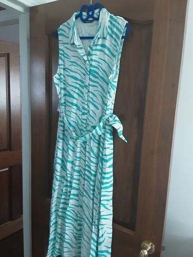 ladies buttoned belted dress