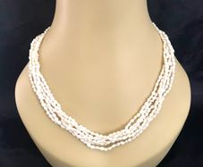 Vintage Five Strand natural Rice Pearl Necklace