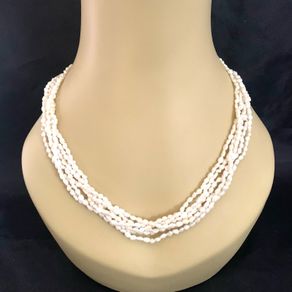 Vintage Five Strand natural Rice Pearl Necklace