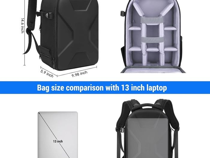 Waterproof Hard Camera Backpack Photography Bag Black DSLR Case