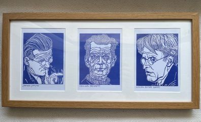 James Joyce, Samuel Beckett, W.B. Yeats - Irish Writers, Framed Prints