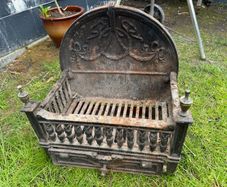 Antique Cast Iron Fireplace Grate Victorian Coal Fender Small Hearth