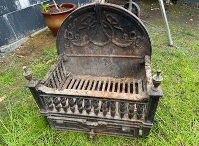 Antique Cast Iron Fireplace Grate Victorian Coal Fender Small Hearth