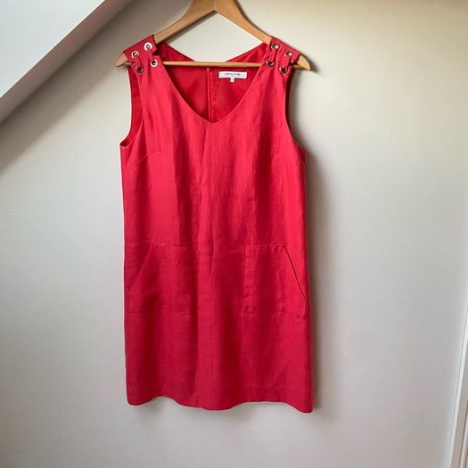 Gerard Darel Pink 100% Linen Sleeveless Shift Dress Size EU 40 UK 12