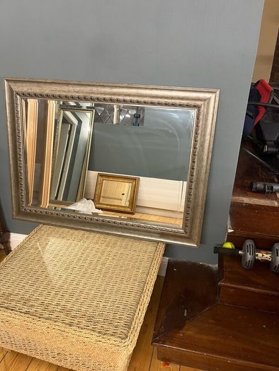 Brushed Silver wood framed mirror for Hallway