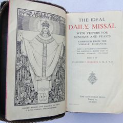 Vintage 1950s edition of "The Ideal Daily Missal" published by The Anthonian Press in Dublin.