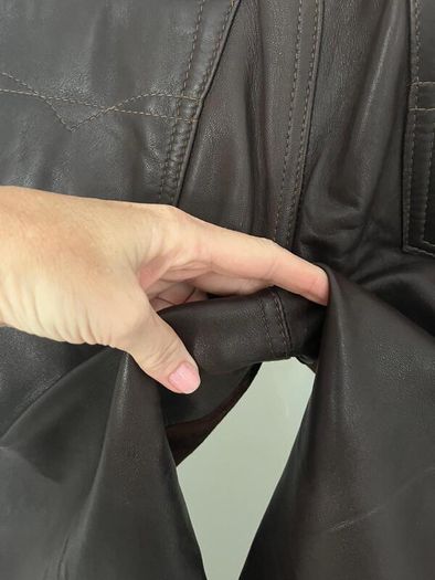 Unsigned genuine dark brown suede and leather jeans style trousers Sz 8UK - W28 L32 - Rrp 350 (New)