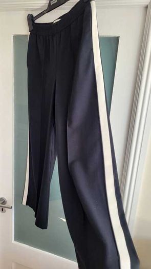M&S black trousers with white side stripe and pockets Sz 10 (Short) - Bnwot - Rrp 34 (New)