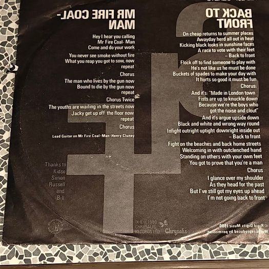 Stiff Little Fingers, SLF, Back to Front German  PS 7"  Punk
