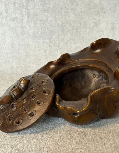Vintage Chinese Cast Bronze Lotus Pod Incense Burner