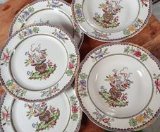 Vintage Copeland Spode Floral Plates & Bowls Set, 5 Pieces
