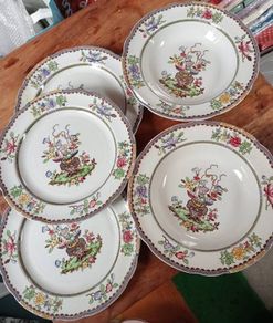 Vintage Copeland Spode Floral Plates & Bowls Set, 5 Pieces