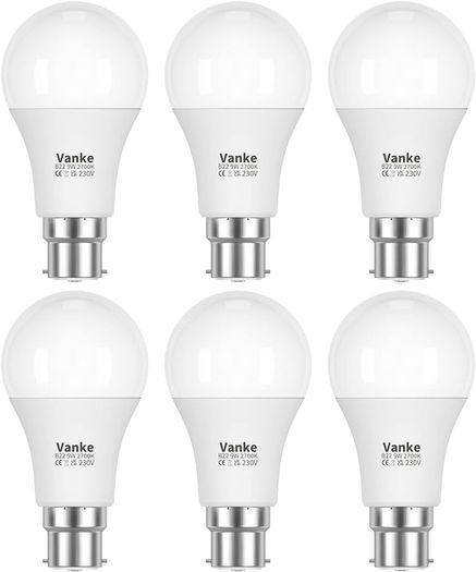 NEW SALE | Bayonet Light Bulb, 9w (60w Equivalent), 2700K Warm White B22 LED Bulbs, 806 Lumen, Non-Dimmable, Pack of 6