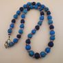 Antique Venetian African Style Melon Shape Glass & Chevron Glass Beads Necklace Image 2