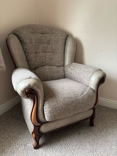 Beige fabric armchair