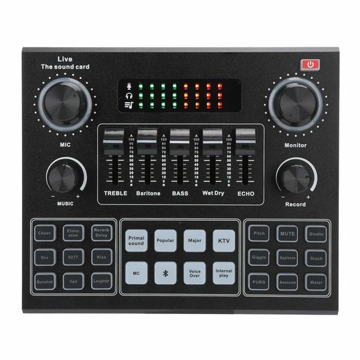 New Pro Sound Card, Multifunctional Live Sound Card, V Bluetooth Sound Card Stereo Audio Mixer for Computer Game Mobile Phone Live Broadcast, for Computer Game, Mobile Phone ,Live Broadcast