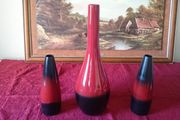 Rocha.John Rocha 17.25 Inches Tall Glazed Ceramic Vase Made In Portugal And Pair Of Siding Vases