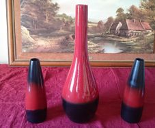 Rocha.John Rocha 17.25 Inches Tall Glazed Ceramic Vase Made In Portugal And Pair Of Siding Vases