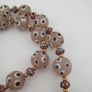 Antique Venetian Style Pinkish Skunk Eyes & Chevron Glass Beads Necklace Image 8