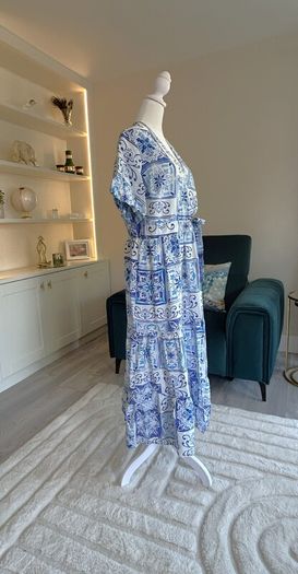 New Look Blue and White Faux Wrap Summer Dress