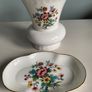 Coalport  Ming  Rose china vase and matching trinket dish. Image 7