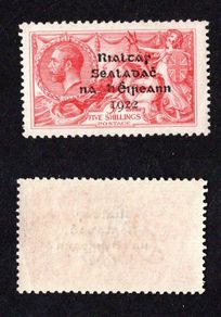 1922 Ireland 5s Rose red Overprint Stamp by Dollard Mint Never Hinged (MNH)