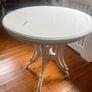 white occasional table  , " shabby chic" vintage style in white painted wood , decorative legs and finial Image 3