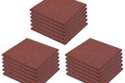 Fall Protection Tiles 18 pcs Rubber 50x50x3 cm Red