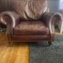 Large Brown Genuine Leather Armchair Image 3